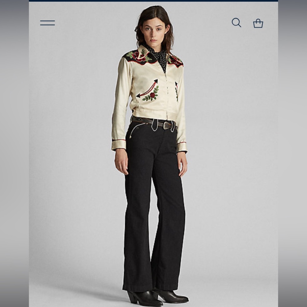 NWT Ralph Lauren RRL vintage styled black western bootcut pant with white piping
